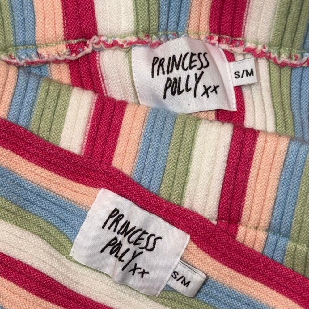 Princess Polly Striped Ribbed Bandeau Top and Mini Skirt Set Size S/M - Picture 7 of 7